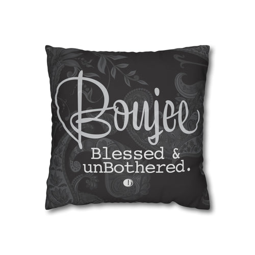 Boujee, Blessed & unBothered™ — Noir Script Pillow