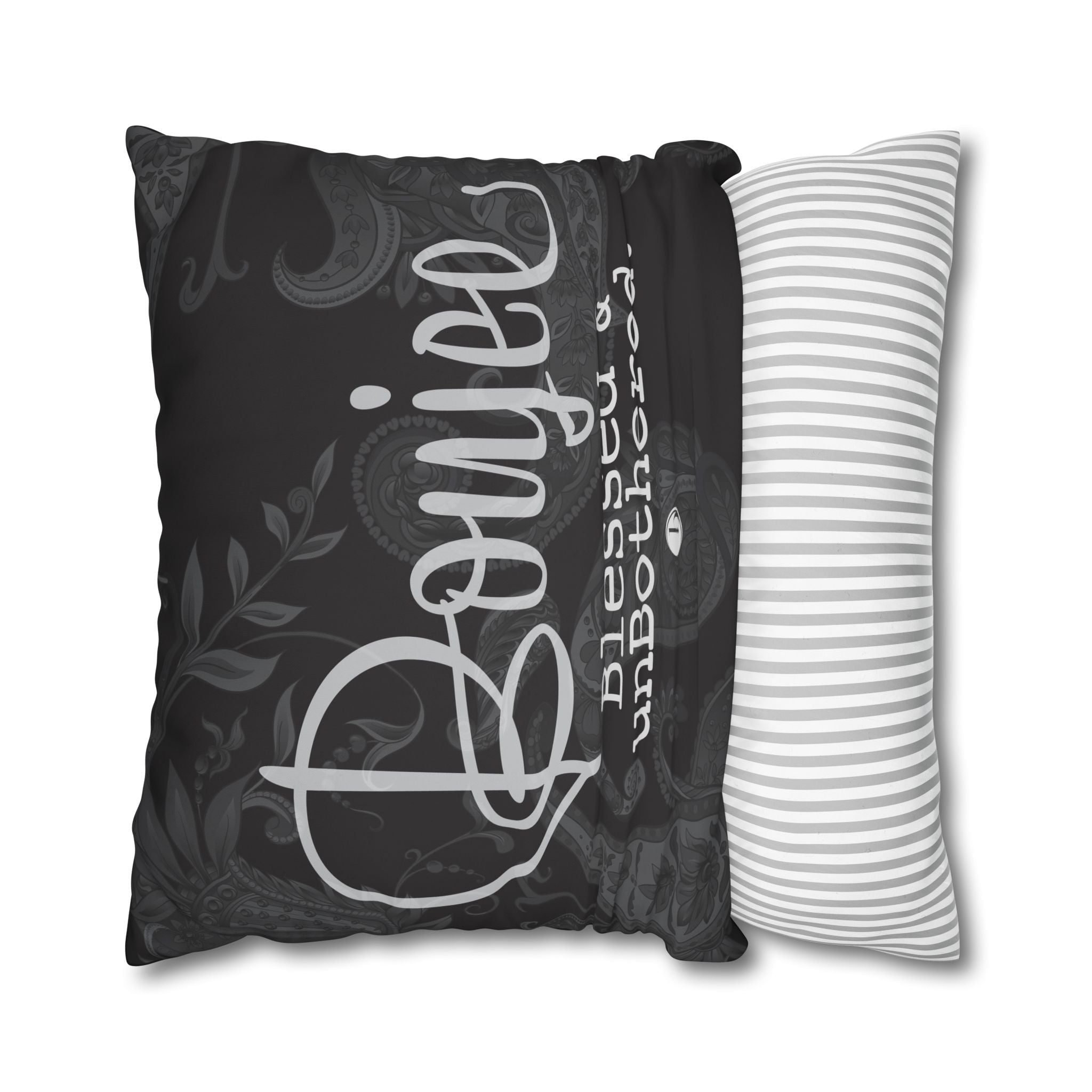 Boujee, Blessed & unBothered™ — Noir Script Pillow