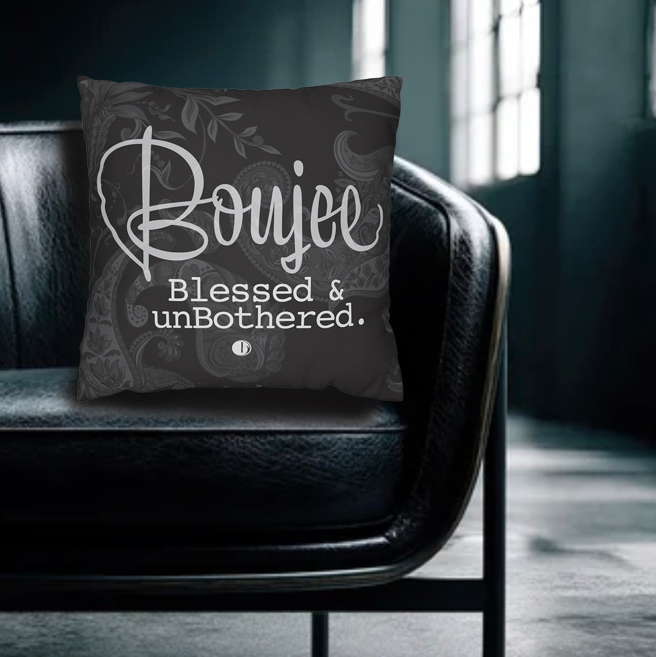 Boujee, Blessed & unBothered™ — Noir Script Pillow