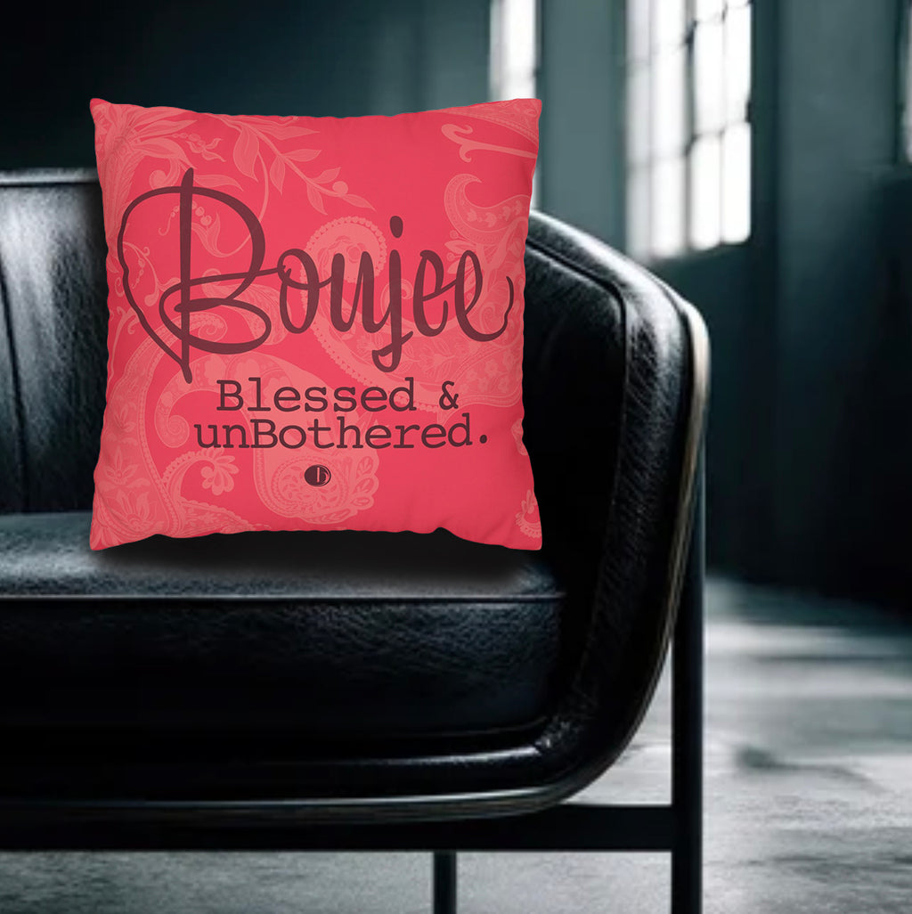 Boujee, Blessed & unBothered™ — Rose Script Pillow